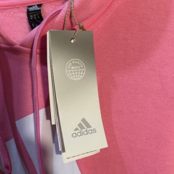 NWT Adidas Men’s Logo Fleece Hoodie Pink/White, Medium - Men's Athletic Fleece - Picture 9 of 9